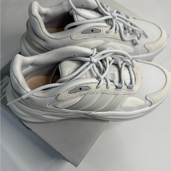 adidas Gray and Pink Athletic Shoes with Cushioned Midsole - Picture 2 of 9